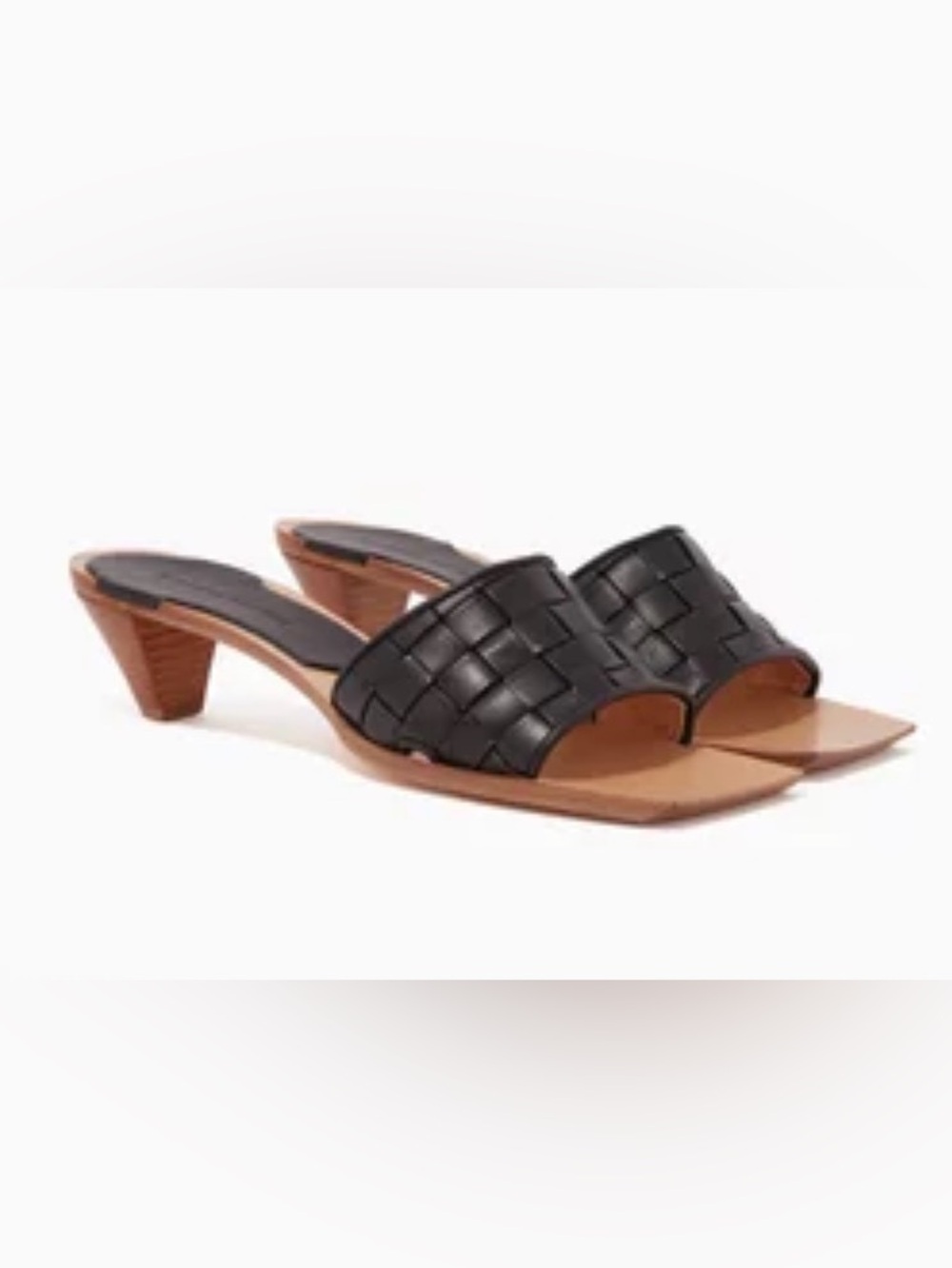 NIB: Black Bottega Veneta Intrecciato Heeled Slide Sandal, sz 40